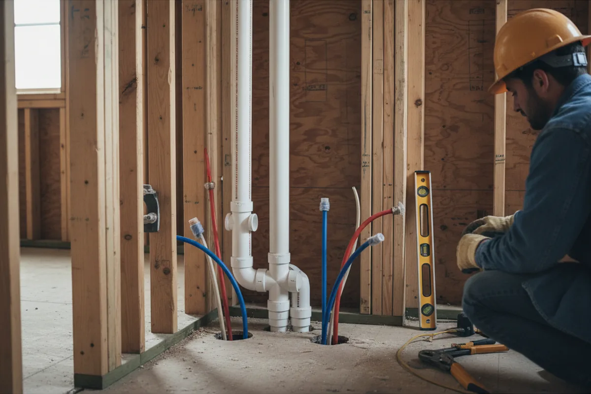 Drain and supply rough-in during Drain Cleaning in Glen Allen