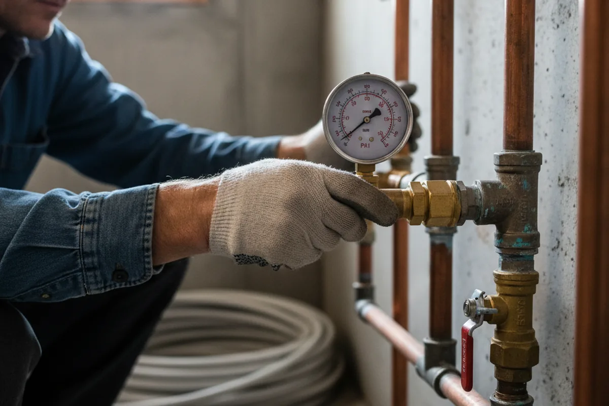 Pressure testing a repaired line during Water Line Repair in Glen Allen